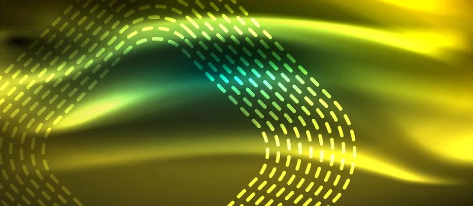 Dark background with neon glowing elements, shiny motion concept Stock Illustration