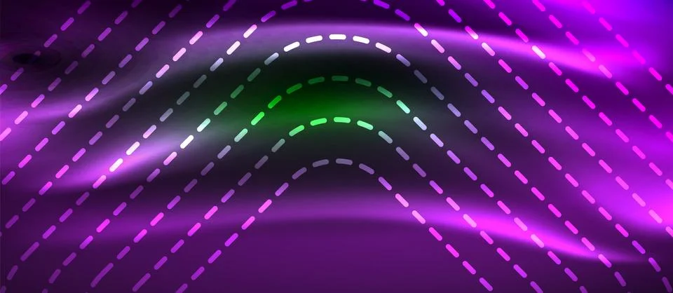 Dark background with neon glowing elements, shiny motion concept Stockillustratie