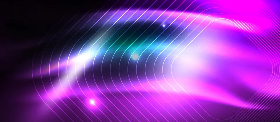 Dark background with neon glowing elements, shiny motion concept 스톡 일러스트