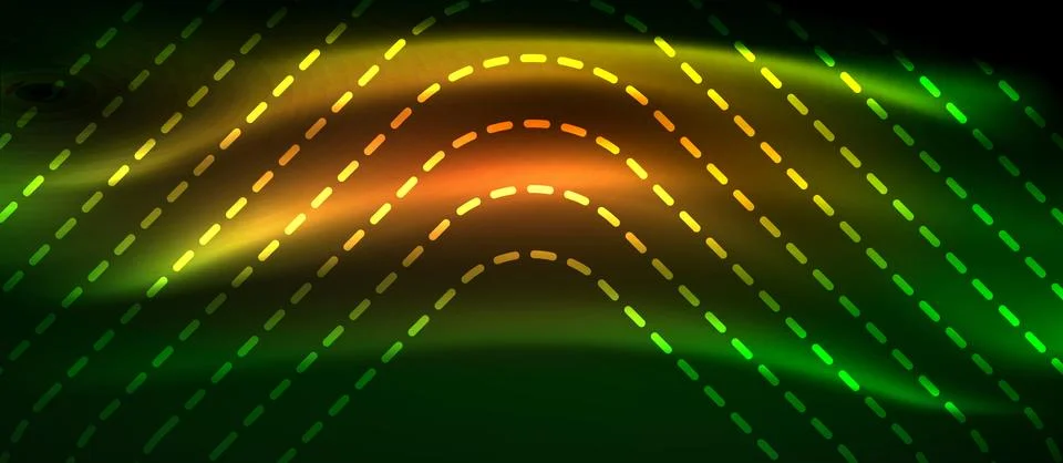 Dark background with neon glowing elements, shiny motion concept Stock Illustration