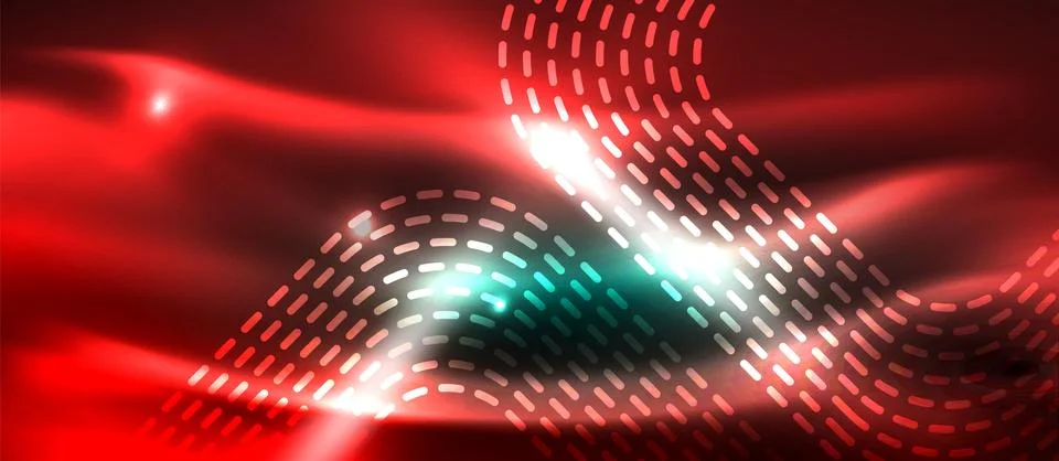 Dark background with neon glowing elements, shiny motion concept Illustrazione stock