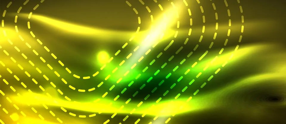 Dark background with neon glowing elements, shiny motion concept Stock Illustration