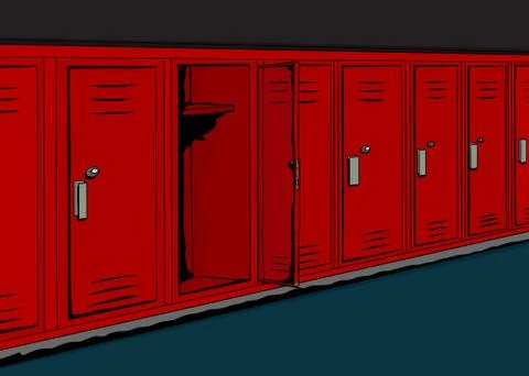 Dark Background with Open Locker 스톡 일러스트