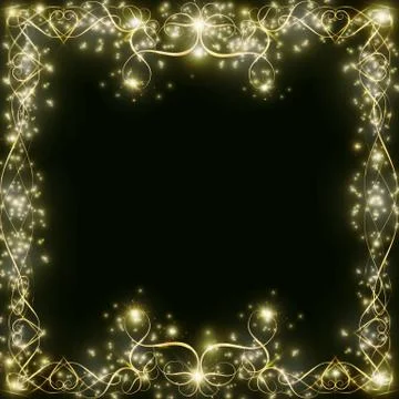 Dark background with a pattern with hearts and glitters frame for greeting ca Illustrazione stock