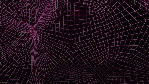 Dark background with pink cobwebs. Design. Neon grid moving in abstraction. 스톡 일러스트