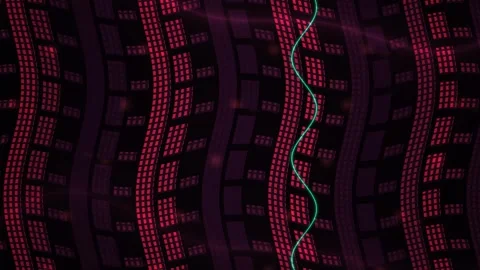 Dark background with red digital lines and grid patterns. Stock Footage 336227428