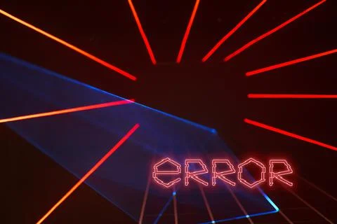 Dark background with red laser beams and text Error. Stock Illustration