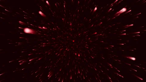 On a dark background, red lights, burning comets are slowly flying. Abstract Stock Footage 266934830