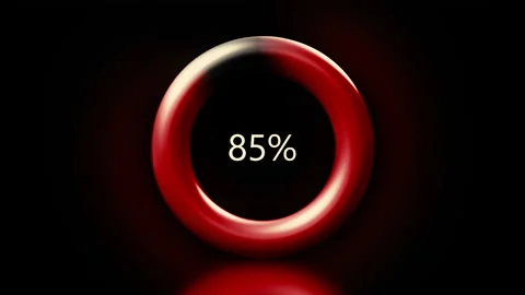 Dark background with red shades.Motion.Loading as a percentage running along Stock Footage 172208674