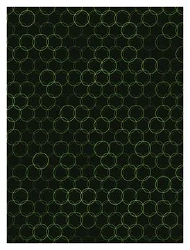 Dark background with repeating luminous green interlocking circles. Stock Illustration