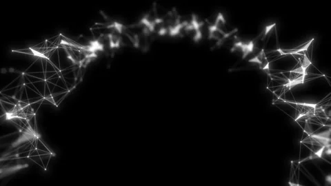 Dark background, rotating flickering cool blue light mesh cloud of connections Stock Footage 112222680