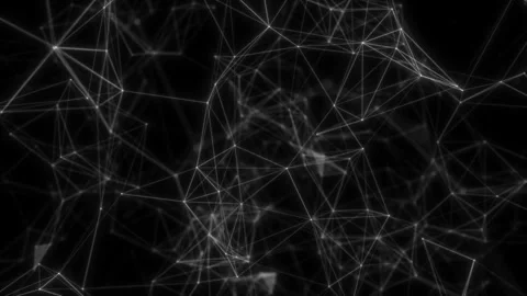 Dark background, rotating flickering white light mesh cloud of connections Stock Footage 114117357
