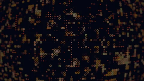 Dark background with scattered orange and yellow dots and rings Stock Footage 285109951