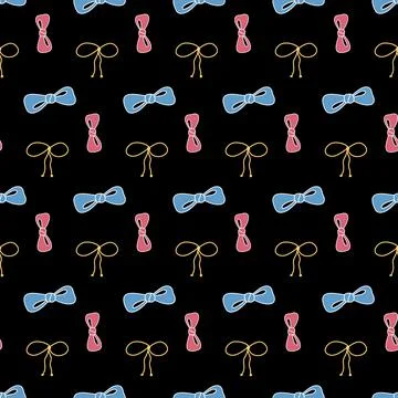 Dark background seamless pattern with bow for textile and packaging design. L Stock Illustration