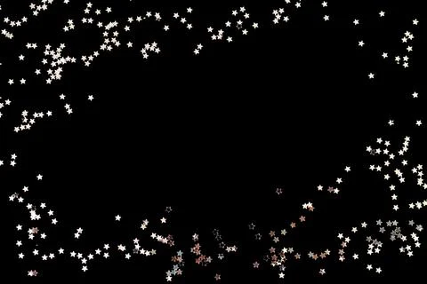 Dark background with shiny silver glitter frame, small stars sparkles top vie Stock Photos