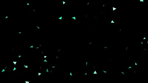 A dark background showcases a scattering of vibrant teal geometric shapes r.. Stock Footage 324976968