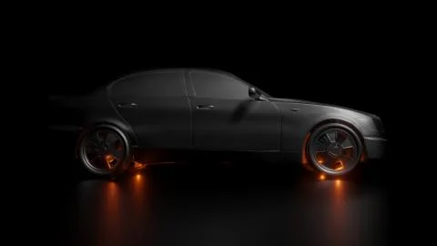 Dark background with silver car and red flares Stock Illustration