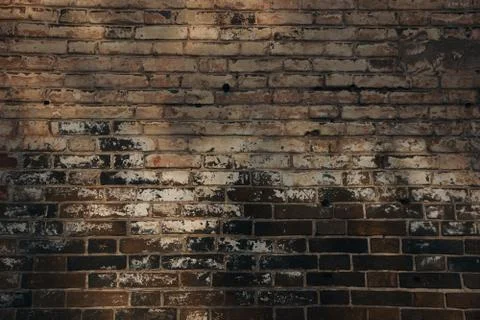 Dark background texture brick  dark brown white sun spots wall. 3D texturing 写真素材