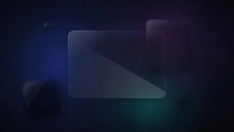 Dark background with translucent glass UI and glowing blue accents abstract.. 動画素材 336365013
