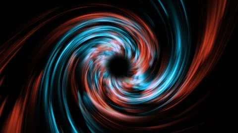 A dark background on which spiral rotations of colored particles form a tun.. Stock Footage 259666502