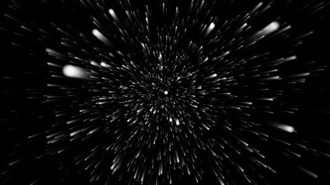 On a dark background, white lights, burning comets are slowly flying. Abstract Stock Footage 267441699
