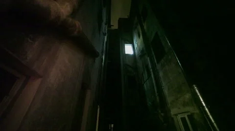 Dark backyard window Stock Footage 1326287