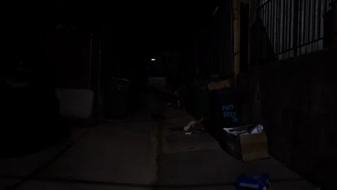 Dark Baltimore Ally Night With Trash Stock Footage 96032403