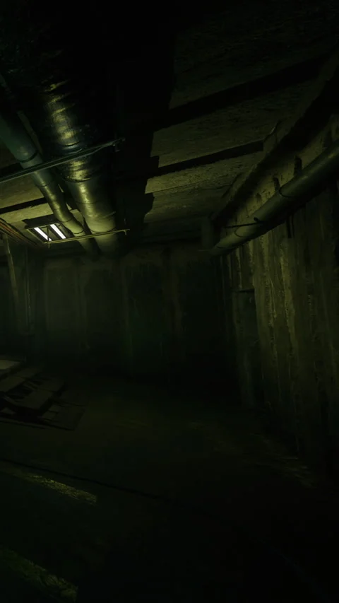 Dark basement with shadows and minimal light in an abandoned location Stock Footage 337109189