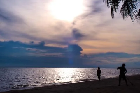 Dark beach Stock Photos