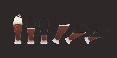 Dark beer fullness various stages on dark Stock Illustration