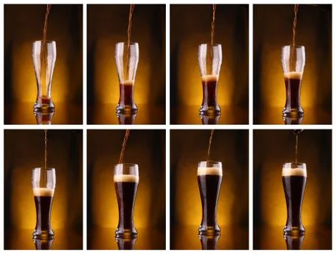 Dark beer pouring Stock Photos