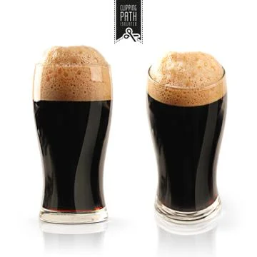 Dark beer set with clipping path Stock Photos