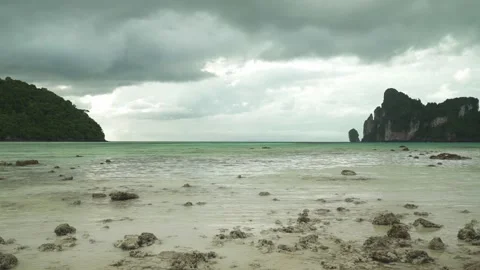 Dark big cloudy coming before the rain at Phi Phi Island, Thailand Stock Footage 153506139