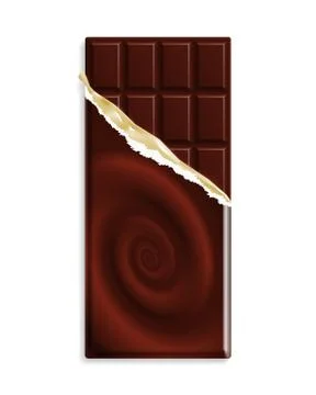 Dark bitter chocolate bar in a wrapper with swirl Stock Illustration