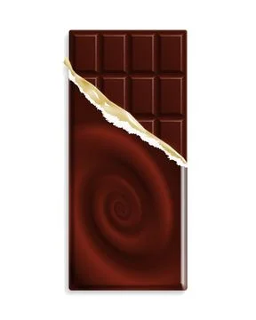 Dark bitter chocolate bar in a wrapper with swirl Illustrazione stock