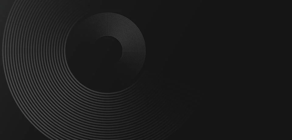 Dark black abstract background with subtle circular lines and curved pattern in Stock Illustration