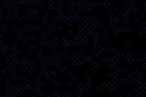 Dark black background with glowing blue digital square pattern Stockillustratie