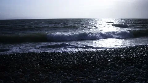 Dark black beach in winter Video stock 170306354