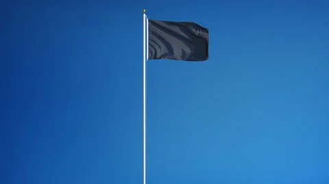 Dark black flag in slow motion seamlessly looped with alpha Stock Footage 65515122