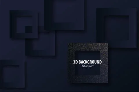 Dark black geometric background 3d paper cut Stock Illustration