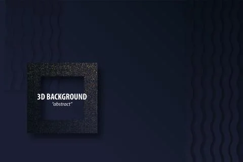 Dark black geometric background 3d paper cut Stock Illustration