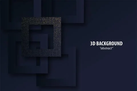 Dark black geometric background 3d paper cut Stock Illustration