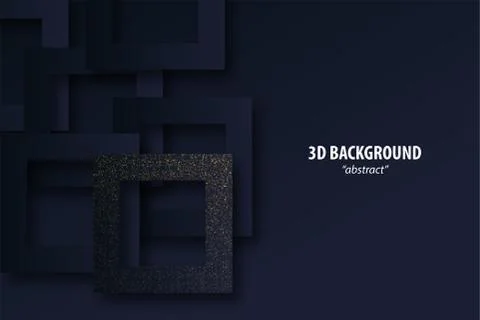 Dark black geometric background 3d paper cut Stock Illustration