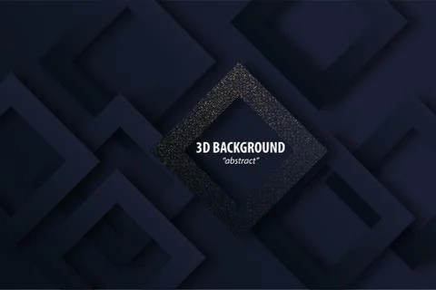 Dark black geometric background 3d paper cut Stock Illustration