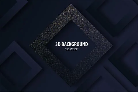 Dark black geometric background 3d paper cut Stock Illustration