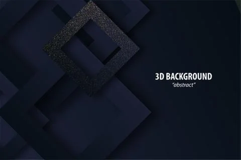 Dark black geometric background 3d paper cut Stock Illustration