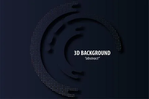 Dark black geometric background 3d paper cut Stock Illustration