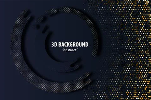 Dark black geometric background 3d paper cut Stock Illustration