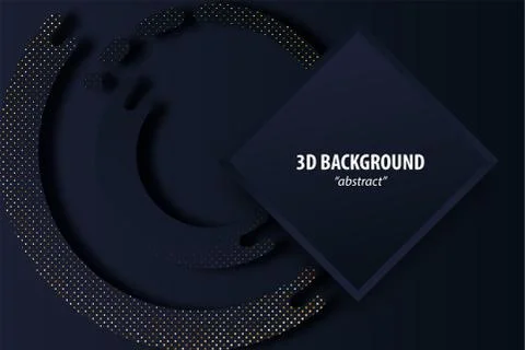 Dark black geometric background 3d paper cut Stock Illustration