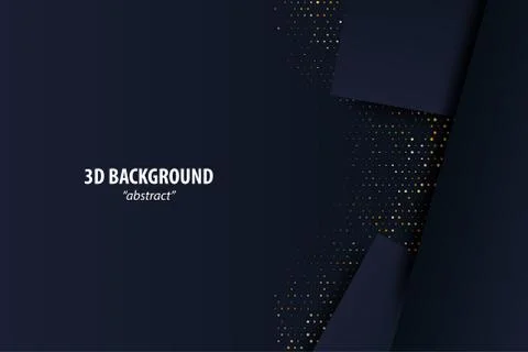 Dark black geometric background 3d paper cut Illustrazione stock